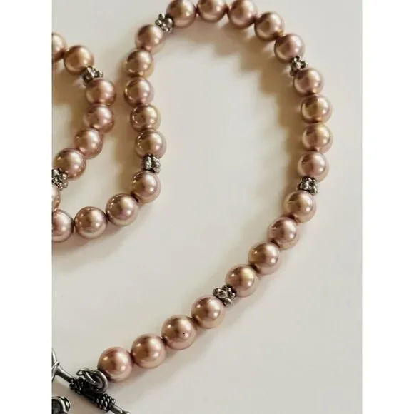 Versani Goth Necklace Skull Charm Dangle Pearl Gemstone Sterling Silver 925 Rare